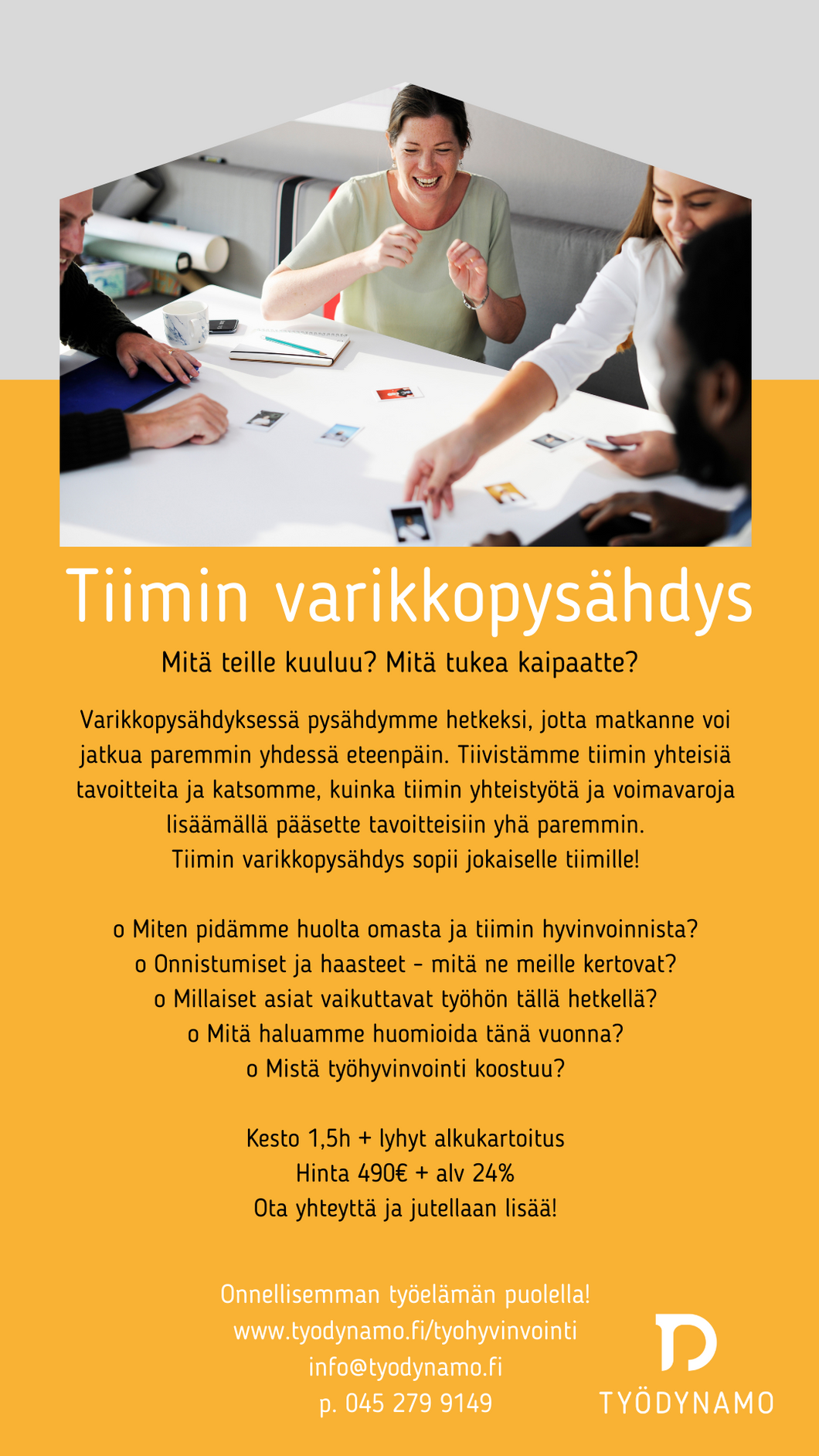 Tiimin varikkopysähdys, 1,5h